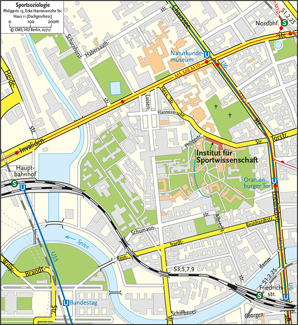 Lageplan Sportsoziologie Humboldt Universität zu Berlin